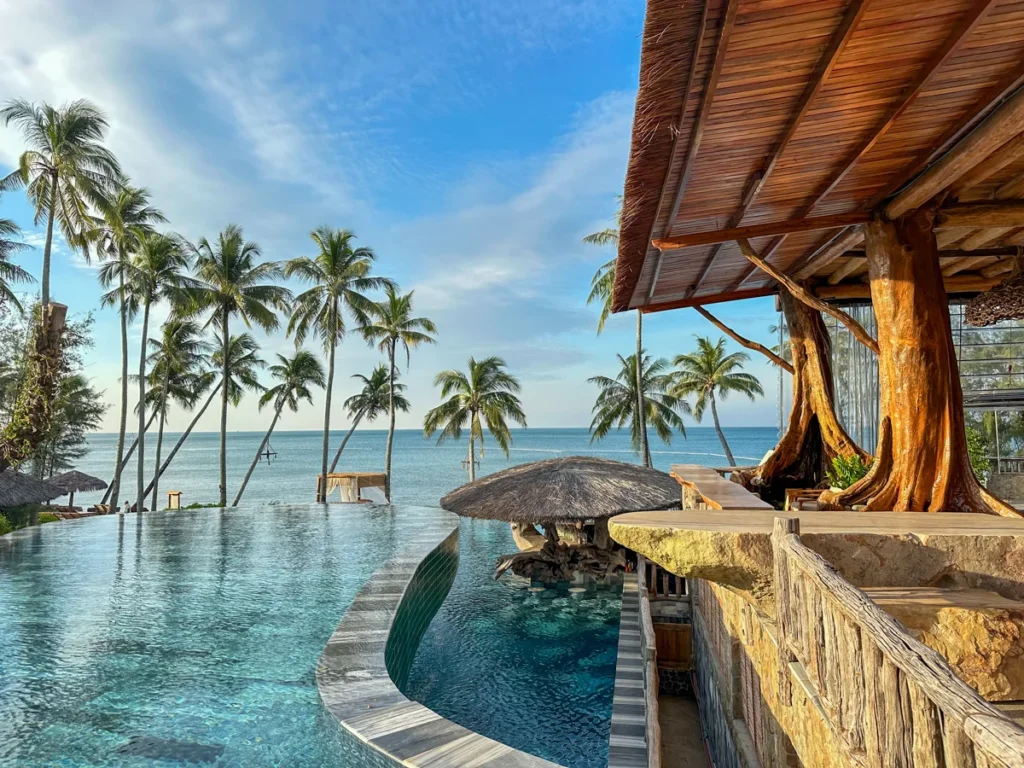 Infinity pool overlooking the sea at Grand Ocean Bay Resort Phu Quoc