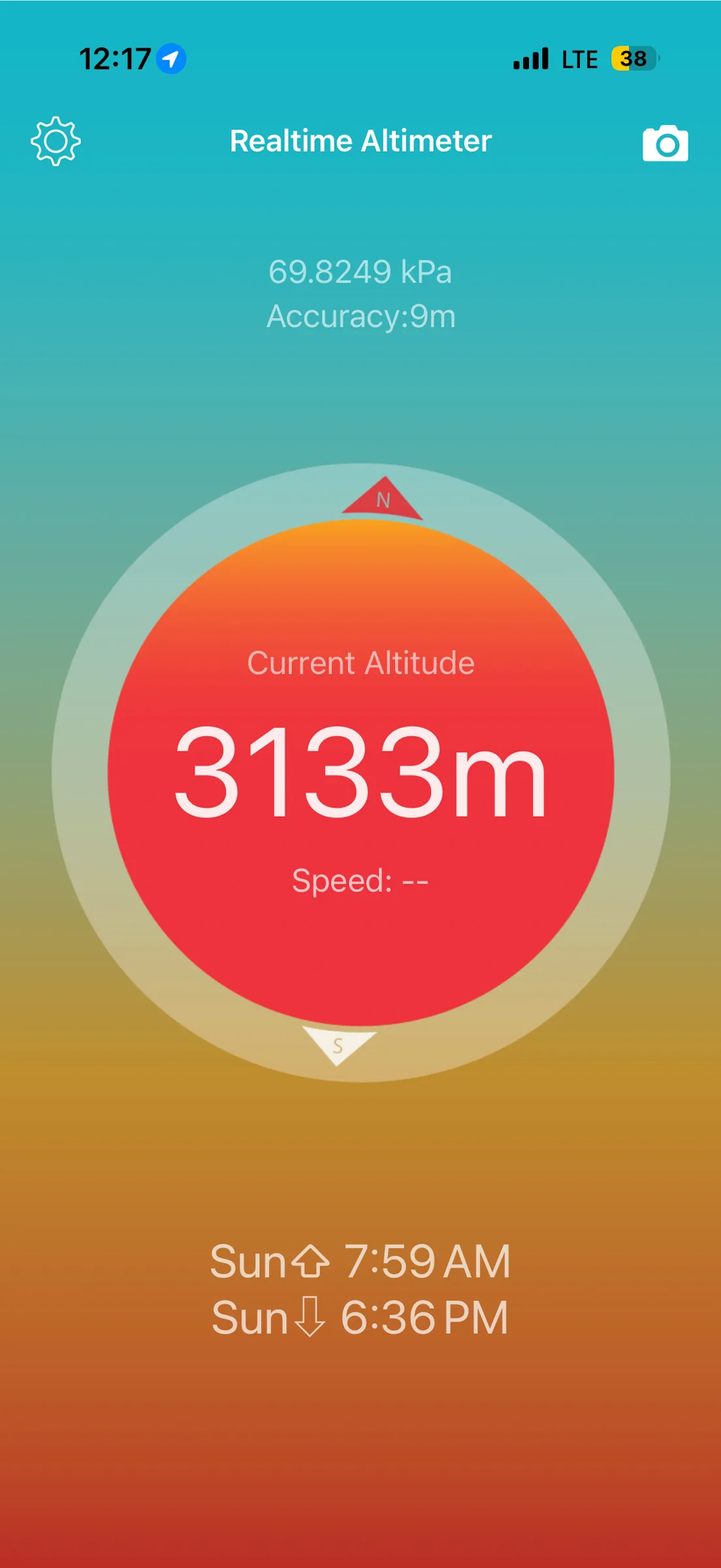 Altimeter app reading 3,133m in the Jiuzhaigou area