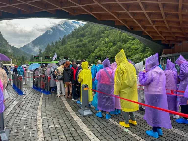 Entrance gate to Jiuzhaigou National Park, where you show your Jiuzhaigou entrance ticket to enter