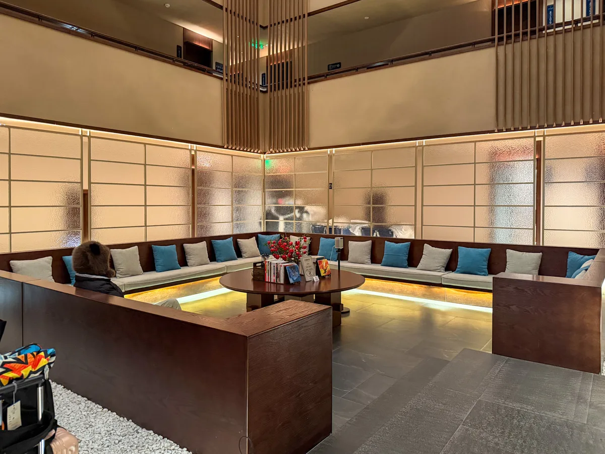 Ryokan-style lobby lounge at Jiuzhaigou Regent Retreat Hotel