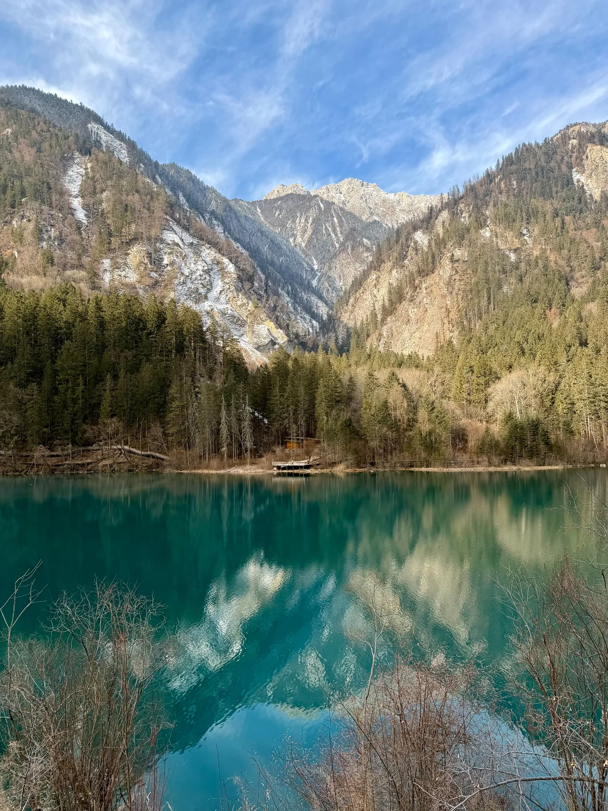 Panda Lake area in Jiuzhaigou during a winter visit, one of the highlights on a standard Jiuzhaigou itinerary