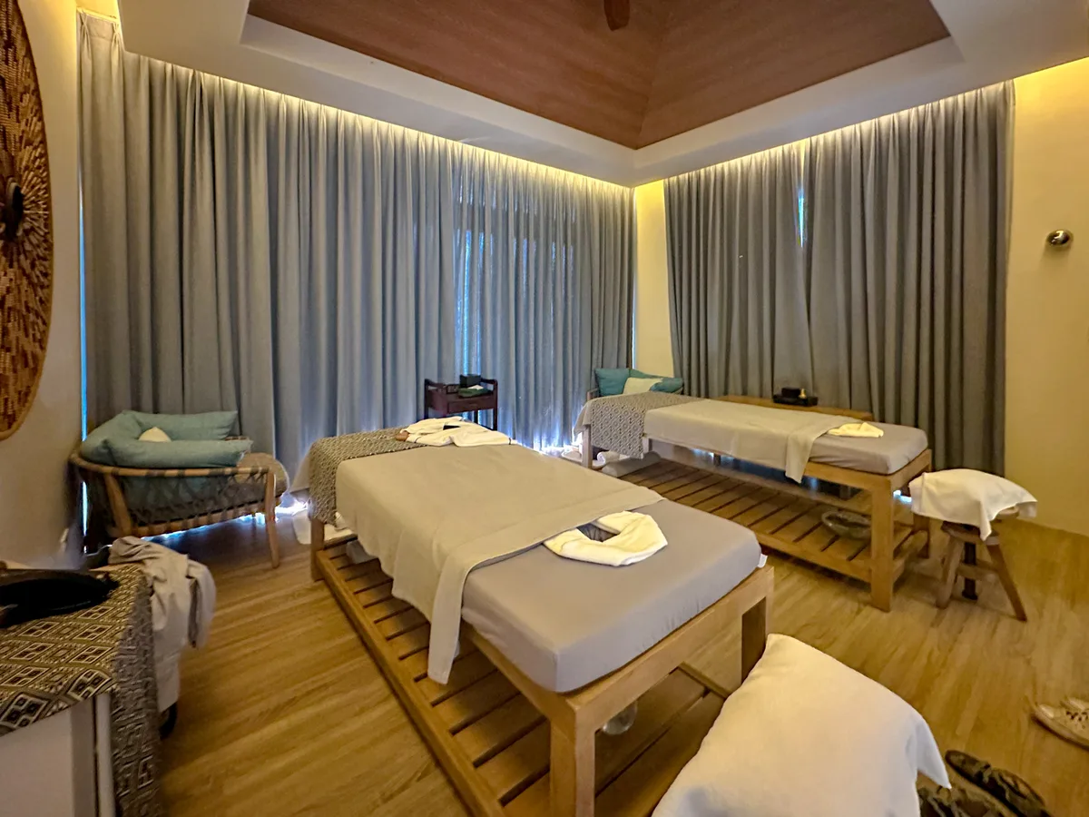 Treatment room with two massage beds at Plumeria Spa, Premier Village Phu Quoc
